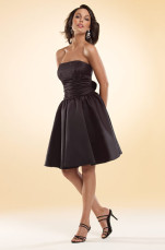 Chocolate Short Strapless Satin Prom Gown
