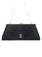 Black Pleated Satin Evening  Handag