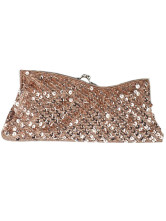 Champagne Satin Sequin Party Handbag