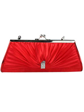 Red Pleated Satin Cocktail Clutch