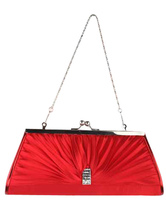 Red Pleated Satin Cocktail Clutch