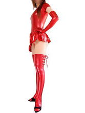 Red Short Sleeves Catwoman Shiny Metallic Sexy Dress