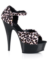 High Heel Black Leopard PU Platform Sandals