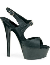 High Heel Black PU Ankle Straps Sexy Platform Sandals