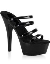 Mules plateformes sexy en PU noir aux talons hauts