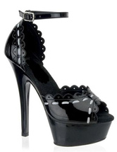 Sandales noires de 6'' talons en PU avec plate-forme 