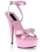 Sandales plateformes sexy de pierre strass en PU rose  aux talons hauts