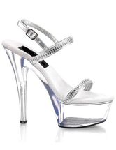Sandales  plateformes sexy en PU d'argent aux talons hauts