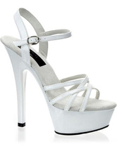Sandales  plateformes sexy bride cheville en PU blanc aux talons hauts