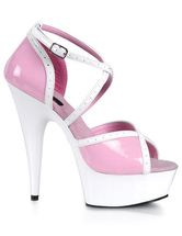 6'' High Heel White PU Sexy Platform Sandals
