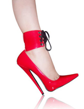 High Heel Red Patent Ankle Straps Sexy Pumps