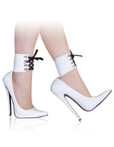 High Heel White Patent Ankle Straps Sexy Pumps