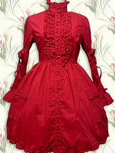 Cotton Red Lace Ruffle Gothic Lolita Dress