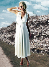 Maternity V-Neck Mini Satin Wedding Dress