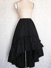 Jupe de Lolita noire en coton avec dentelle de Polka