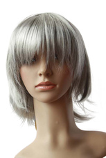 Women's Silver Grey Short Straight Cosplay Wig