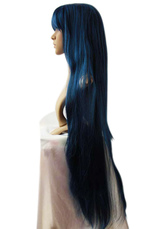 1m azul-negro de la Mujer a largo recto peluca