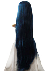 1m azul-negro de la Mujer a largo recto peluca