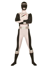 Black And White GouGou Senta Lycra Shiny Metallic Super Hero Costume