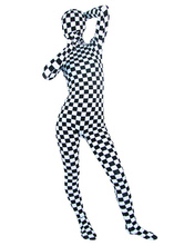 Bianco e nero Check Unisex Lycra Zentai Suit