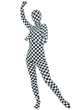 Black And White Unisex Lycra Zentai Suit