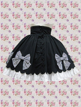 Jupe Lolita en coton noir avec décoration de nœud de papillon