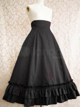 Jupe noire de Lolita en coton avec ride 
