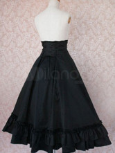 Jupe noire de Lolita en coton avec ride 