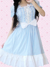 Cotton Blue Front Lace Tie Cosplay Lolita Dress