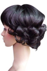 Femmes Mode d  'Black 24cm courte perruque bouclée