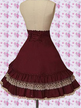 Jupe Lolita en coton rouge à volants