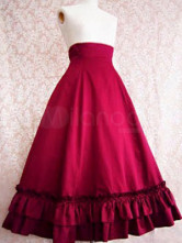 Jupe Lolita en coton rouge à volants