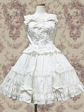 Robe de lolita douce Blouse et Ridée Ange Sans Manche Coton Blanche 