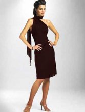 Chocolate A-line Satin Chiffon Summer Cocktail Dress