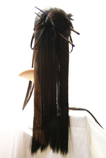 Noir 80cm La Légende de l'Épée et perruque cosplay Fairy