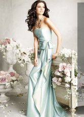 Strapless Sash Satin Bridesmaid Dress