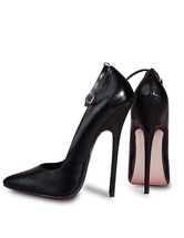 High Heel Ankle Straps Cowhide Black Sexy Pumps