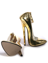 7 1/10'' High Heel Patent Gold Sexy Special Occasion Pumps