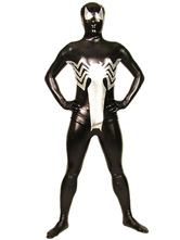 Black And Silver Shiny Metallic Zentai Suit