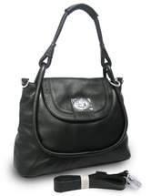 Черный Коровья кожа хлопок Tote Сумочка