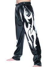 Black White Pattern PVC Pants