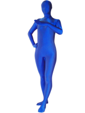 Blue Spandex Unisex Unicolor Zentai Suit