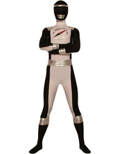 Classic Black And White Lycra Spandex Super Hero Costume