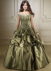 Robe de boule hors de l'épaule en taffetas avec broderie de perle 