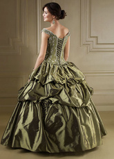 Robe de boule hors de l'épaule en taffetas avec broderie de perle 