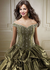 Robe de boule hors de l'épaule en taffetas avec broderie de perle 
