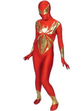 Red And Gold Lycra Spandex Super Hero Zentai Suit
