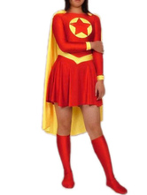 Red And Yellow Lycra Spandex Super Hero Catsuit
