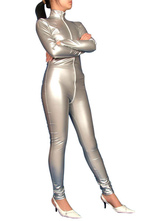 Silver Front Zipper Closure PVC Catsuit