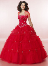 Bal&oacute;n vestido sin tirantes de organza de raso bordado con cuentas Ball Dress Vestido